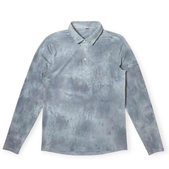 Lululemon Evolution Long Sleeve Polo SIZE S Diamond Dye Gray Stretch Pullover - Picture 1 of 7